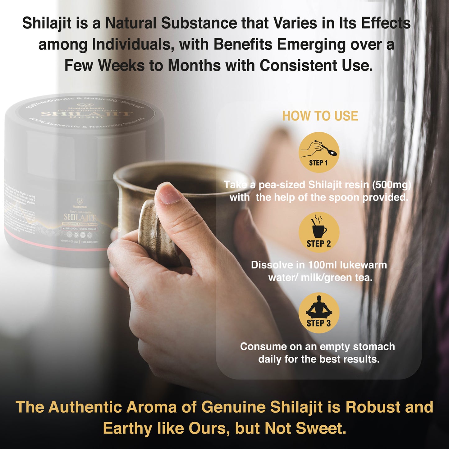 Himalayan Shilajit Supplement with Ashwagandha, Turmeric, Tribulus Terrestris - 30g Gold Grade Resin | 75% Fulvic Acid