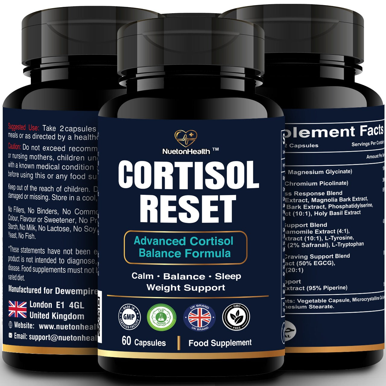 Cortisol Reset – Advanced Cortisol Reducing Supplement for Stress Balance – Cortisol Cleanse for Weight Loss with Ashwagandha, Theanine, Rhodiola, L‑Tryptophan & Saffron – 60 Capsules
