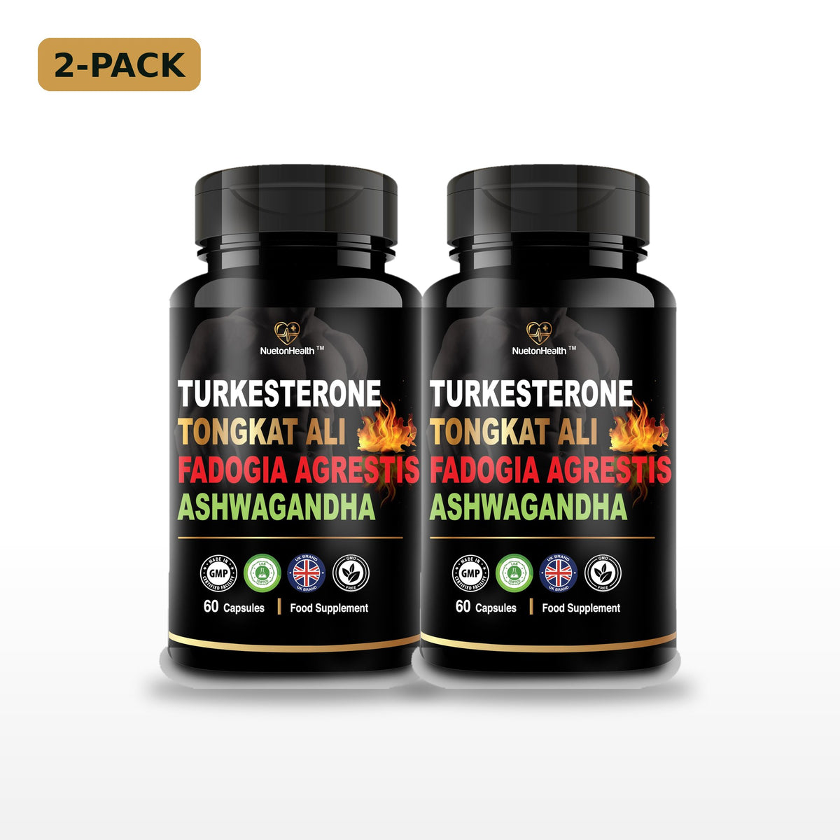 4-in-1 Male Vitality Complex 2-pack, two bottles of 60 vegan capsules, NuetonHealth