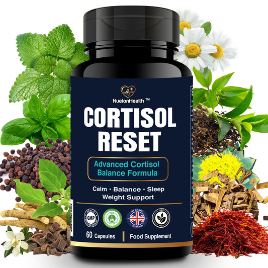 Cortisol Reset – Advanced Cortisol Reducing Supplement for Stress Balance – Cortisol Cleanse for Weight Loss with Ashwagandha, Theanine, Rhodiola, L‑Tryptophan & Saffron – 60 Capsules