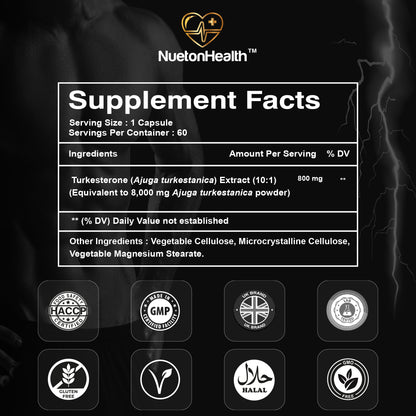 Turkesterone X - 800mg Ajuga turkestanica Extract (10:1) - 60 Vegan Capsules