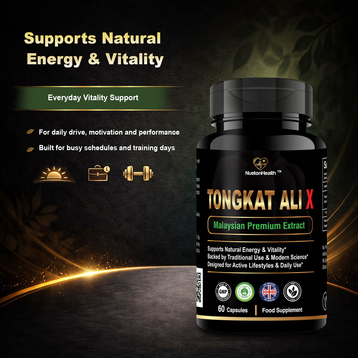 Tongkat Ali X – Premium Malaysian 200:1 Root Extract | 1000mg | 60 Vegan Capsules