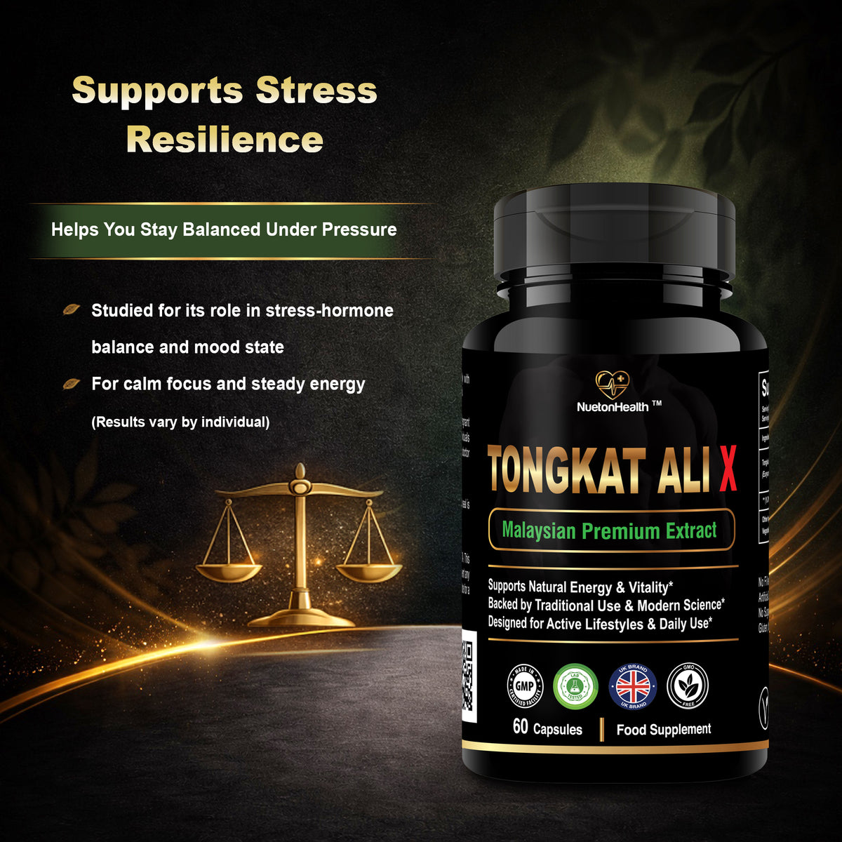 Tongkat Ali X – Premium Malaysian 200:1 Root Extract | 1000mg | 60 Vegan Capsules