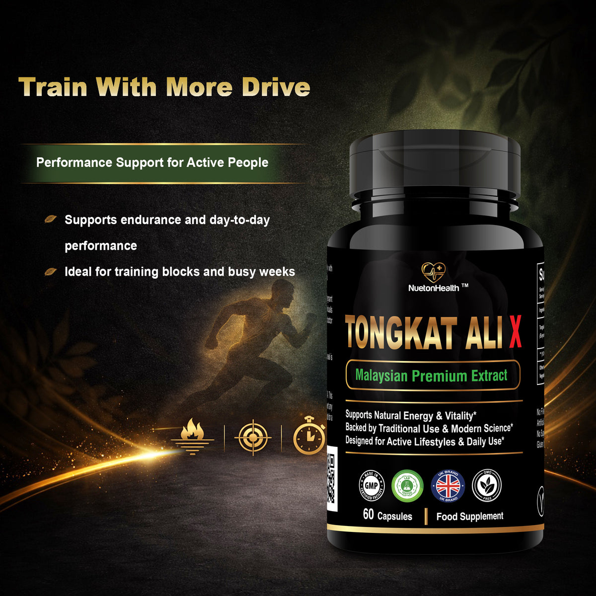 Tongkat Ali X – Premium Malaysian 200:1 Root Extract | 1000mg | 60 Vegan Capsules