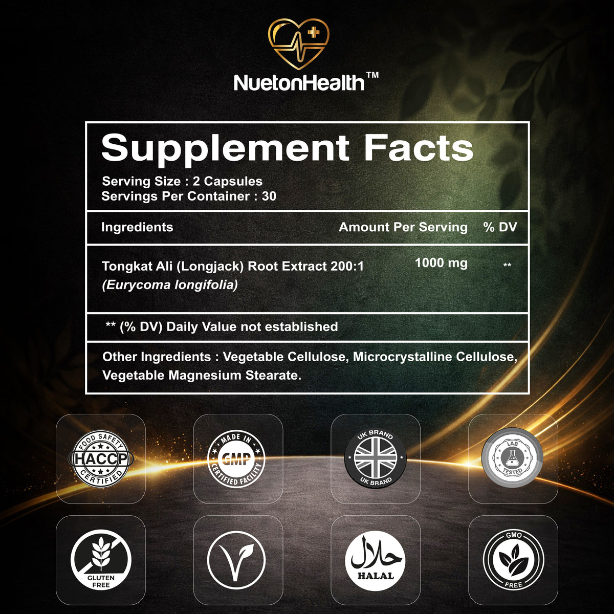 Tongkat Ali X – Premium Malaysian 200:1 Root Extract | 1000mg | 60 Vegan Capsules