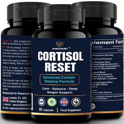 Cortisol Reset - Evening Ritual Formula with Ashwagandha, L-Theanine, Rhodiola & Magnesium - 60 Capsules