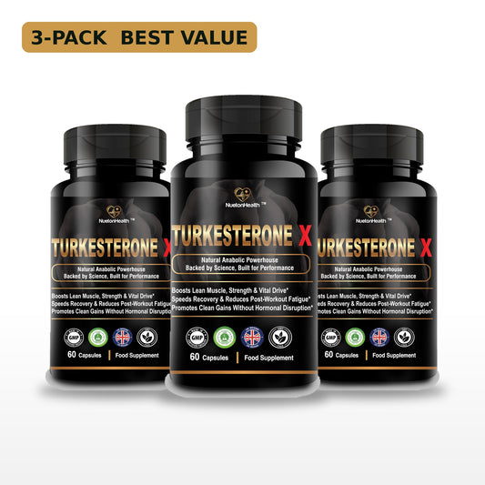Turkesterone X 3-pack, three bottles of 60 vegan capsules, NuetonHealth
